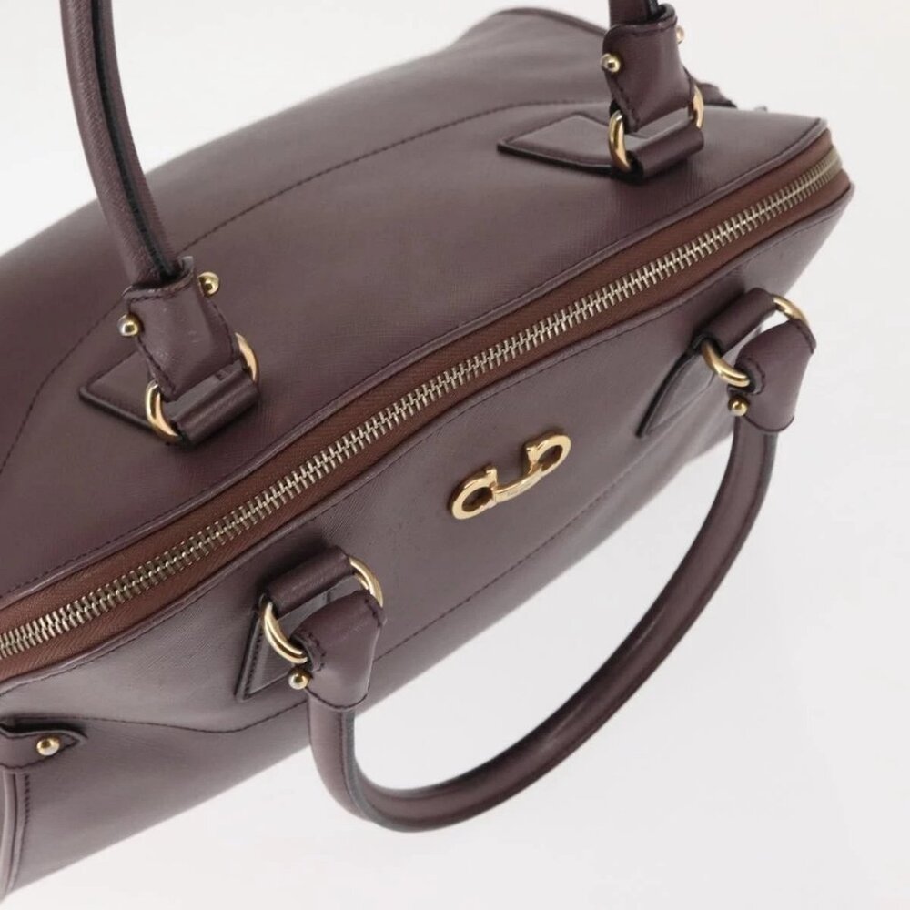 Salvatore Ferragamo Gancini Hand Bag Leather Purple Gold Auth 146846 - Picture 7 of 16